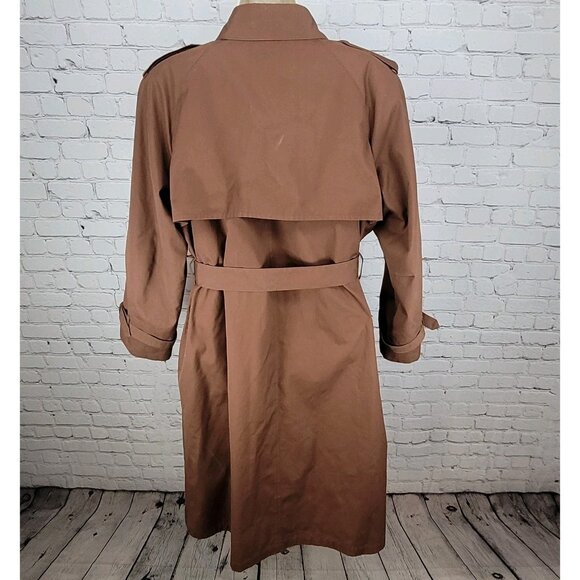 London Fog Brown Belted Faux Fur Removable Liner Buttoned Maincoat Over Coat 16R - Picture 2 of 16